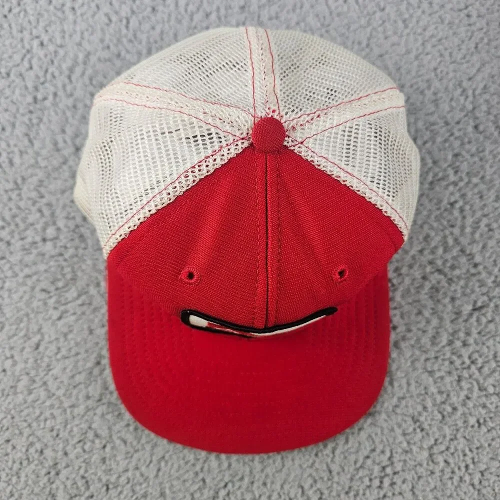 Vintage Marigold Docks Trucker Hat Red White Snapback Cap Mesh Patch USA Made